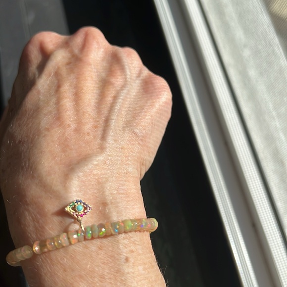 Sydney Evan Ethiopian Opal With rainbow Evil Eye 14 K Gold - Picture 4 of 5